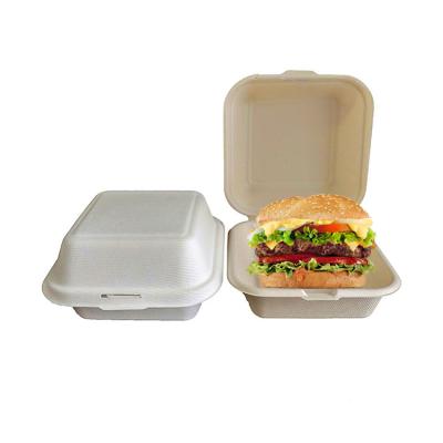 China Recyclable custom design combo fast food burger kip boxes burgerbox sugar cane bagasse burger box for sale