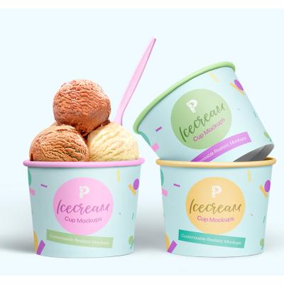 China Disposable food grade recycled 100ml 150ml 500ml disposable ice cream papercup custom printed 3oz 5oz 8oz ice cream paper cups with lid for sale