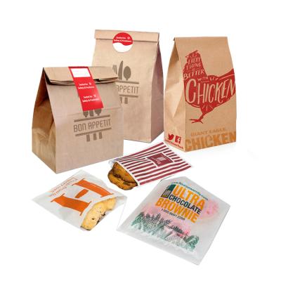 China Recyclable Custom Printed Bottom Greaseproof Brown Paper Sandwich Bags Food Grade V Shape Bread Wrapper for sale