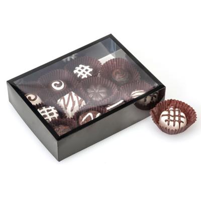 China Handmade custom eco biodegradable transparent window truffle candy display packaging covered clear lid strawberry chocolate bar box for sale