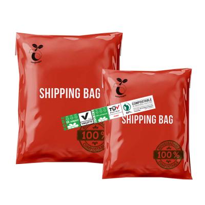 China shoes & Clothing Custom Printed Eco - Friendly Bio - Based Polymailer Shipping Sustainable Biodegradable Packaging Red Satchel Bag for sale