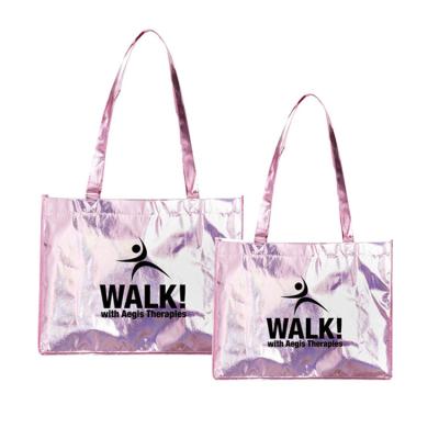 China Eco-Friendly Custom Private Label Logo Printed Pink Reusable Grocery Shopping Non Woven Tote Bags With Zipper for sale