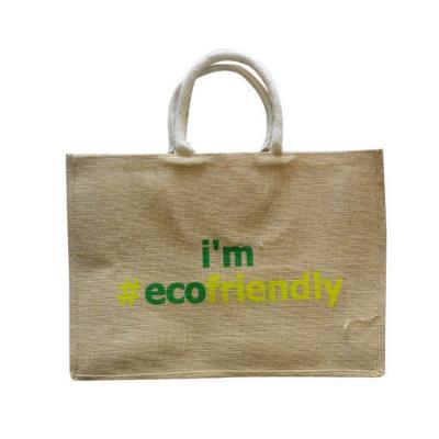 China Logo Slogan Eco Friendly Organic Small Grocery Small Organic Grocery Shopping Burlap Custom Printed Reusable Shopping Gift Reusable Tote Bag for sale