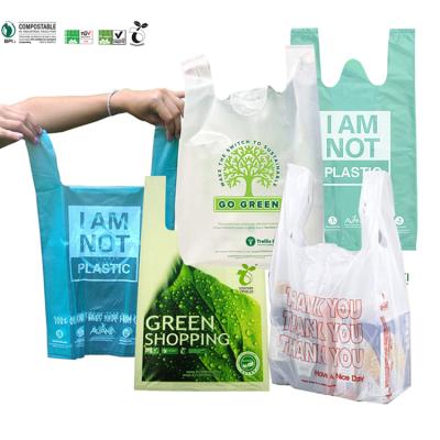 China Wholesale Custom Print Eco-Friendly Cornstarch Biodegradable Grocery Packaging Compostable Shopping Plastic Bag For Supermarket for sale