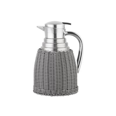 China Viable Hot Sale Pastoral Style Rattan Tea Set Thermos Vacuum Coffee Pot for sale