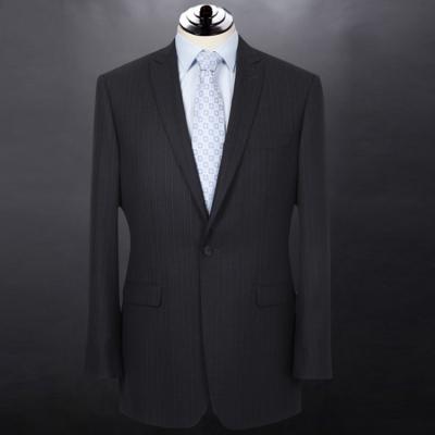 China Breathable Slim Fit 100% Wool Black Tailored Notch Lapel Two Buttons Blazer Men Suit for sale