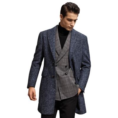 China Classic 70% Wool Long Anorak Winter Jacket Men's Cashmere Slim Business Coat Anti-Shrink Long Coat Pants Formal Overcoat for sale