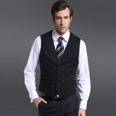 China New Style Anti-pilling Wool Waistcoat 60% Wool Notch Lapel Black Three Button Vest for sale