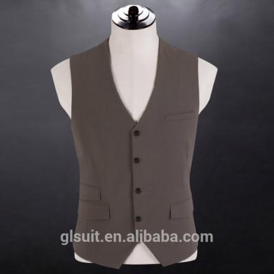 China New style men's wool suiting vest 70% anti-pilling khaki lapel four buttons do not invest for sale