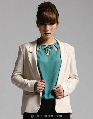 China Anti Shrink White Lapel Notch Lapel Slim Fit T/R Jackets For Women for sale