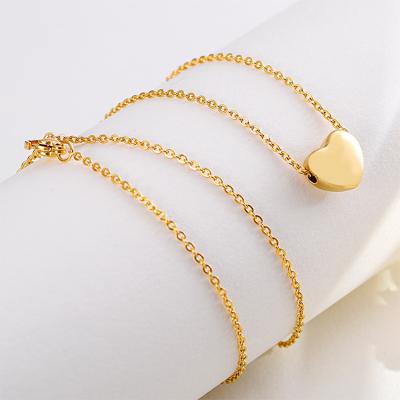 China High Polished Fashion 24K Gold Plated Tiny Chain Heart Choker Charm Delicacy Jewelry Necklace Pendant Necklace Women for sale