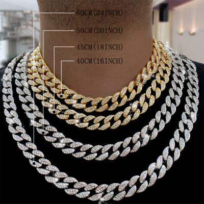 China Hiphop 18k Gold Hombre Finish Iced Out Miami Cuban Link Chain Thick Hip Hop Necklace CZ Miami Cuban Chain Necklace for sale