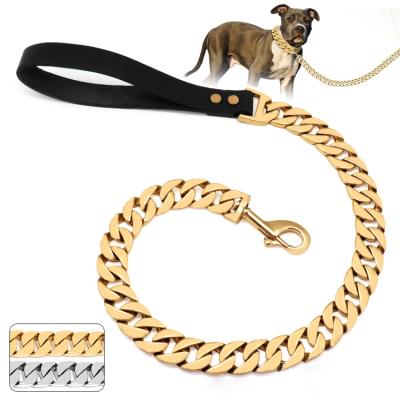 China Custom Made Luxury Dark Stainless Steel Chain Bull Metal Bull Choke Collars Pet Gold Hardware Pet Gold Hardware Padded Strong Dog Collar Large for sale