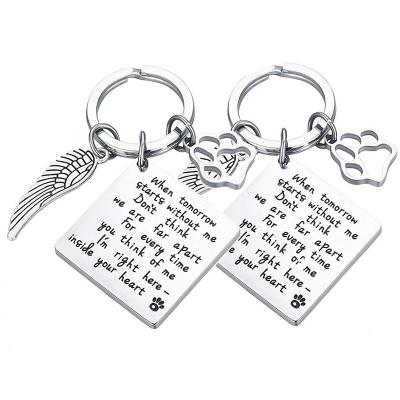 China For Mother's Day Gift Keepsake High Quality Pet Loss Key Chain With Angel Wings Custom Dogs And Cats Letter Key Chain For Pet Memorial Gifts for sale