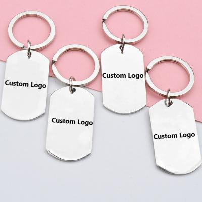 China Advertising Customized Promotion Key Chain Gold Plated Stainless Steel Army Dog Tags Key Chain Laser Engraver Pendant Custom Logo Military Dog Tags Keychain for sale