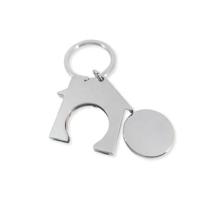 China Promotion Gift Custom Logo Euro Shopping Cart Coin House Shaped Trolley Coin Key Chain Key Ring Keychain for sale