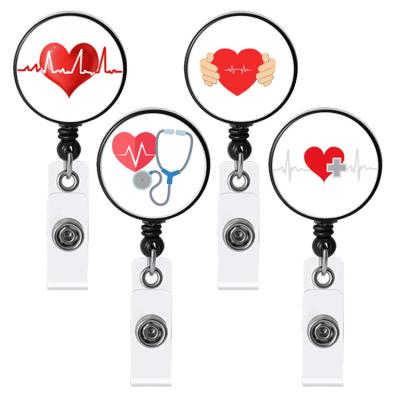 China Nylon Cartoon Medical Acrylic Felt Retractable Nurse Badge Reel Holder Clip No-Twist Promotional ID Name Card For Doctor for sale