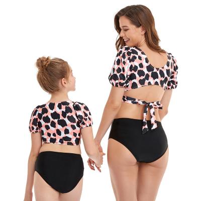 China Plus Size 2021 Women's Custom Matching Family Swimwear Mother And Daughter Slit Logo Swimwear Swimwear for sale