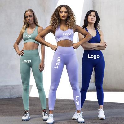 China Wholesale Breathable Gym Clothing Woman Gym Sets Ribbed Seamless Workout Teams Yoga Women Leggings For Women 2 Pieces for sale