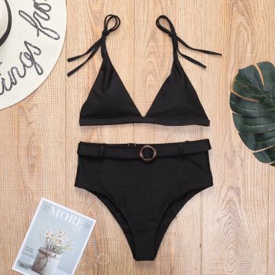 China 2020 New Black Mesh High Waist Shoulder Strap Anti-UV Bikini Sexy Swimwear for sale