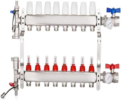 China Modern 2-12 Loops Stainless Steel Manifold With Flow Meter For Floor Heating System for sale