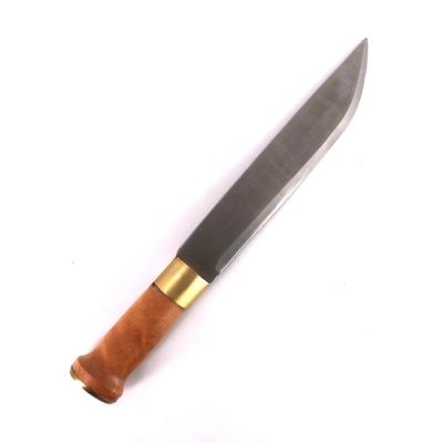 China Ultra Sharp Fixed Blade Non-variable Wood Handle Leather Sheath Camping Survival Pocket Knives Hunting Knife for sale