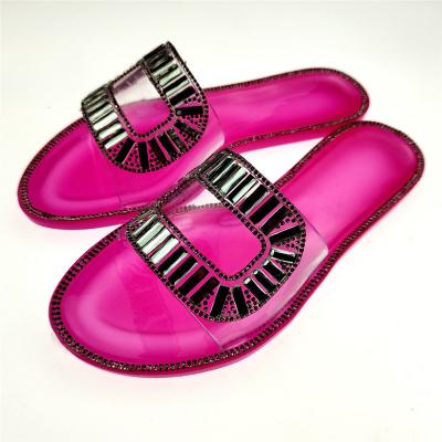 China Hard-Wearing Women Slippers Indoor Outdoor Casual Flats Female Slides Plush Beach Sexy Ladies Footwear Diamond Sequins Slippers for sale