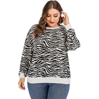 China 2021 New Design High Quality Anti-wrinkle Pullover Zebra Stripe Plus Size Sports And Leisure Women's Long Sleeve Sweatshirt for sale