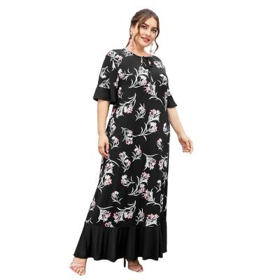 China 2021 new viable women's dresses are designed for plus size fashion printing splice casual dress for sale