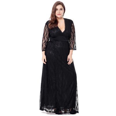 China Anti-wrinkle new arrivals 2021 plus size women's clothing lace black dress plus size clothing ladies shirts for sale