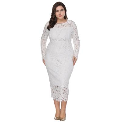 China 2021 Pretty Viable Waist Ladies Women Maxi Dress Long Sleeve Dress Plus Size Ladies Wife Shirts Lace for sale