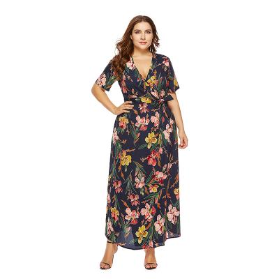 China 2021 viable summer hot sale dress plus size women maxi dress beach print shirts for sale