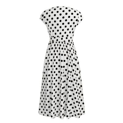 China Explosion Style Anti-Static Female Plus Size Polka Dot Dress Button Lace V-Neck Casual Dress for sale