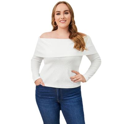 China Sustainable Fall New Plus Size Womens Clothing Fashionable Stylish Off Shoulder Long Sleeve Knitted Tube Top for sale