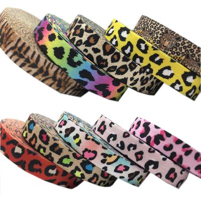 China Wholesale Design 100Y 37 Tiger Animal Print Fold Over Zebra Fish Scale ENEMY Ribbon Leopard Elastic Snake For DIY Hair Accessories for sale