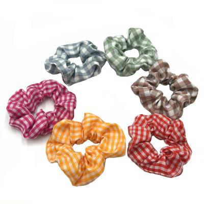 China Gingham Cloth Nylon Hot Sale Women's Scrunchies Gingham Hair Scrunchies With Bunny Ear Elastic Band Ponytail Holder 10 for sale