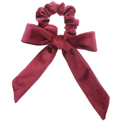 China Hot Selling Lady Velvet Bow Scrunchies Velvet Cloth+Nylon Elastic Hair Band Ponytail Holder Lady Velvet Bow Scrunchies Big for sale