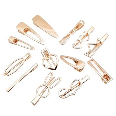 China 100pcs Alloy Rabbit Gold Crown Hair Clip Platypus DIY Hairpin Girls Metal Heart Hair Pin Barrette Wholesale for sale