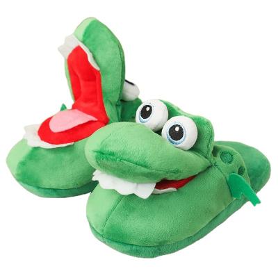 China Cushioning Amazon Stuffed Plush Crocodile Slippers With Open Mouth Cute Cartoon for sale