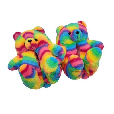 China Cushioning Wholesale Custom Cute Animal Teddy Bear Slippers Plush Teddy Bear Slippers for sale