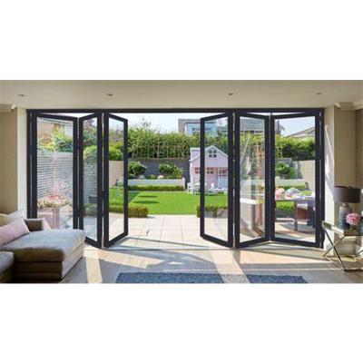 China Security aluminum alloy tempered glass entry door folding door accordion door cheap anti-theft patio doorstainless steel doors for sale