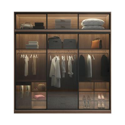 China Waterproof Aluminum Profiles Sliding Glass Door Wardrobe Walk In ClosetWooden Cabinet Wardrobe ClosetBedroom Custom Closet Door for sale