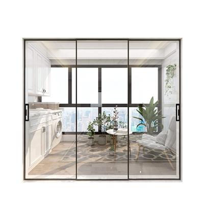 China High quality energy efficient aluminum grill sliding doors hinged screen magnetic living room glass2-rail tempered glass sliding door for sale