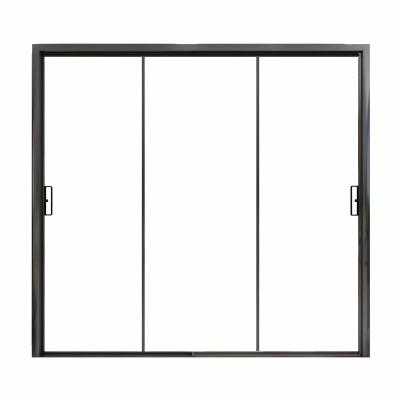 China High Quality Magnetic Aluminum Magnetic Sliding Doors Grill Linkage Tempered Glass 3 Living Room Living Room Screen Glass Door Popular for sale