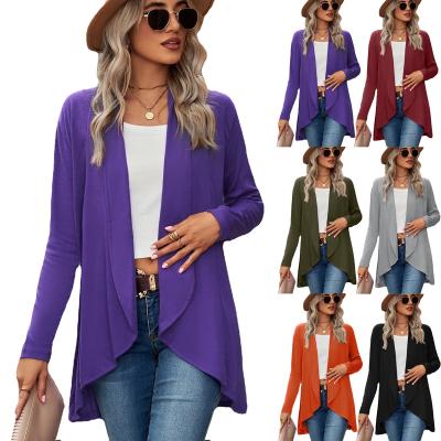 China Viable On Amazon Hot Sale 2022 New Autumn Winter Long Sleeve Solid Loose Cardigan Women's Superior Knit Slim Jacket Coat for sale