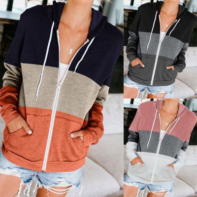 China 2022 Factory Wholesale Viable Fashion Autumn Winter Long Sleeve Contrast Sweater Zipper Pocket Cardigan Jacket Women Ladies Girl for sale