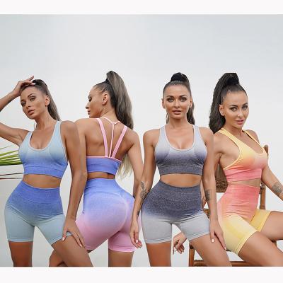 China Breathable Yoga Set Ladies Women Sexy Tight Dye Tie Workout Seamless Straps Invest Bra Shorts Pants Trousers Gym Fitness Sportswear for sale