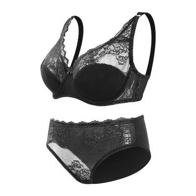 China Factory wholesale sexy QUICK DRY women girl lace bow plus size breathable adjustable shoulder straps tie thin net bra cotton panties set for sale