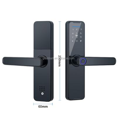 China Office Gis 5050 Mortise Password Card Fingerprint Handle Electronic Door Lock With App Bluetooth Biometric Tuya Smart Lock for sale