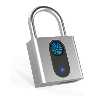 China Wechat Applet / App IP65 Waterproof Blue Mini Bag Luggage Gym Biometric Fingerprint Tooth Padlock Fingerprint Locks Smart Padlock for sale